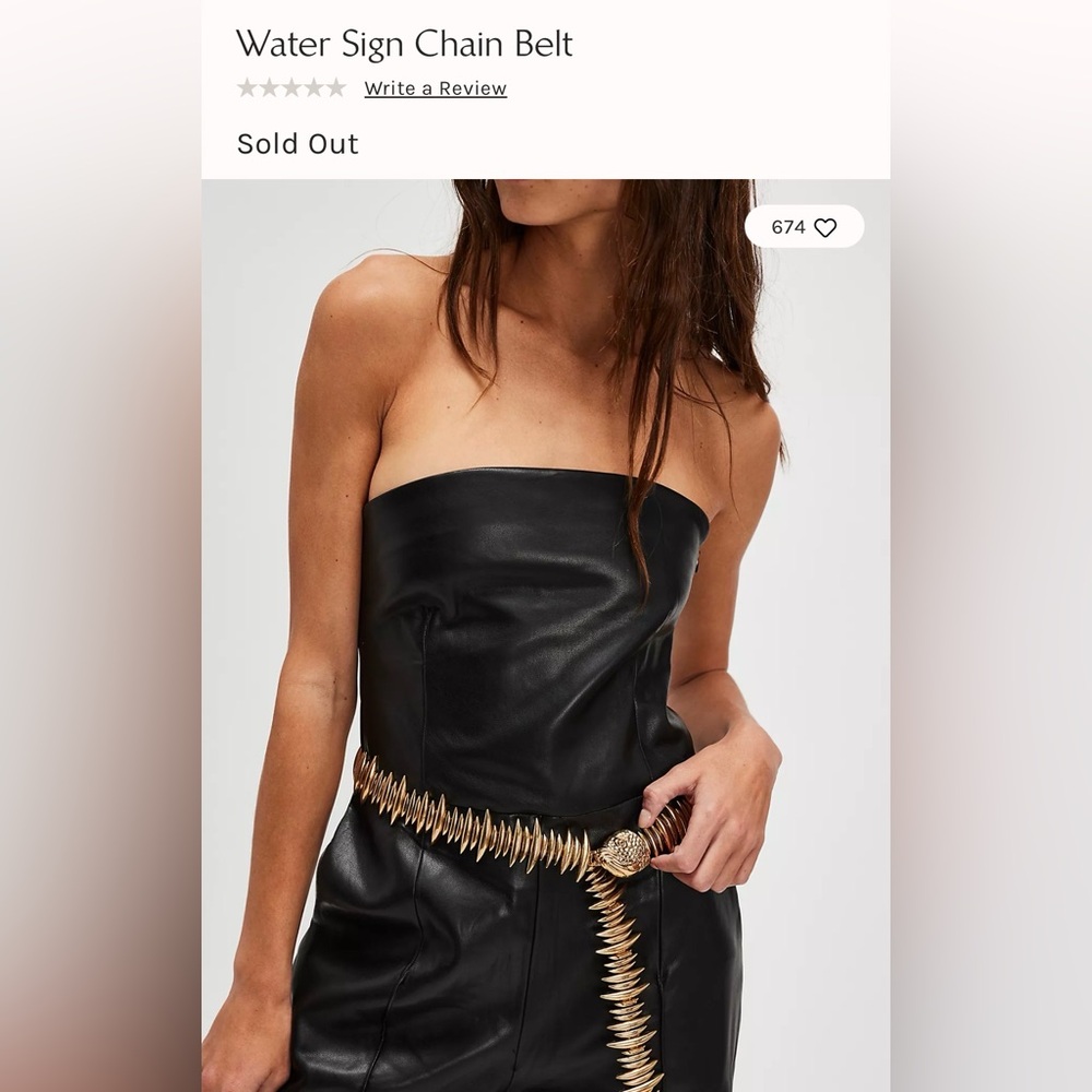 NWT Free People Water Sign Chain Belt Sz S/M - Picture 1 of 9